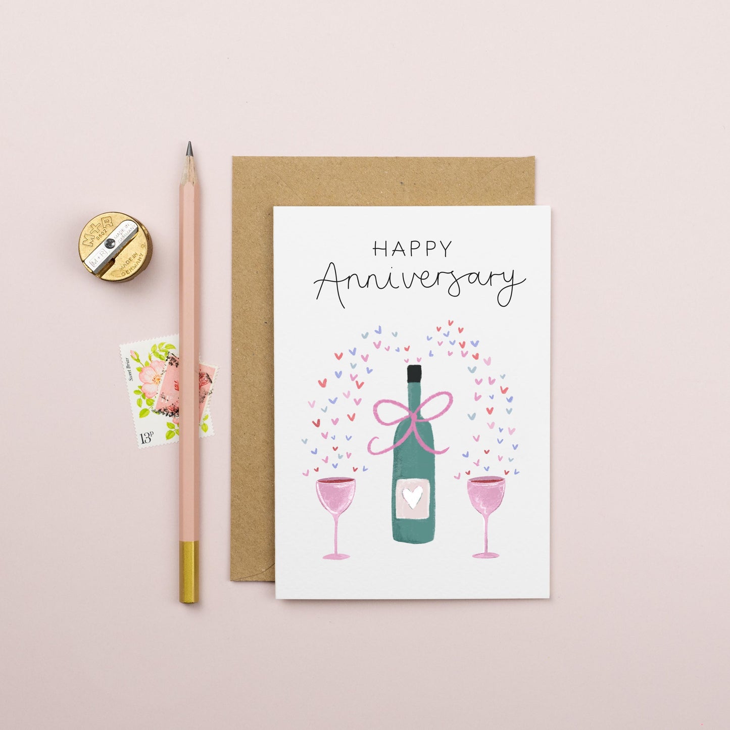 Happy Anniversary Wine Card