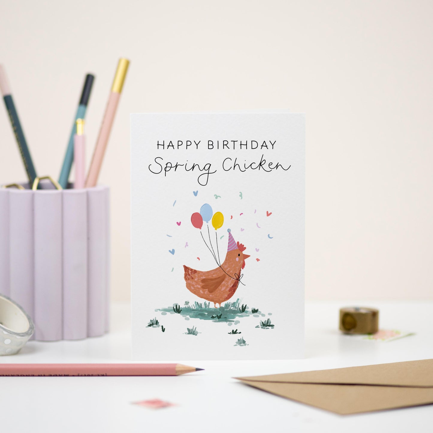 Spring Chicken Birthday Card