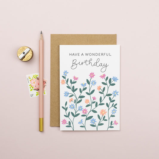 Wonderful Floral Birthday Card