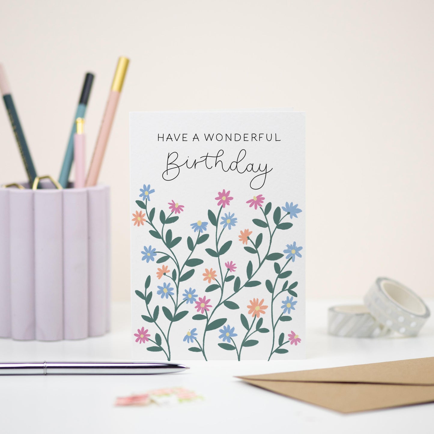 Wonderful Floral Birthday Card