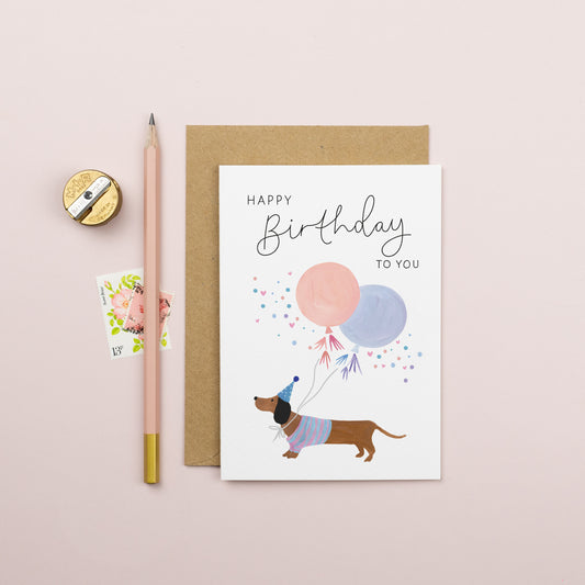 Sausage Dog Birthday Card