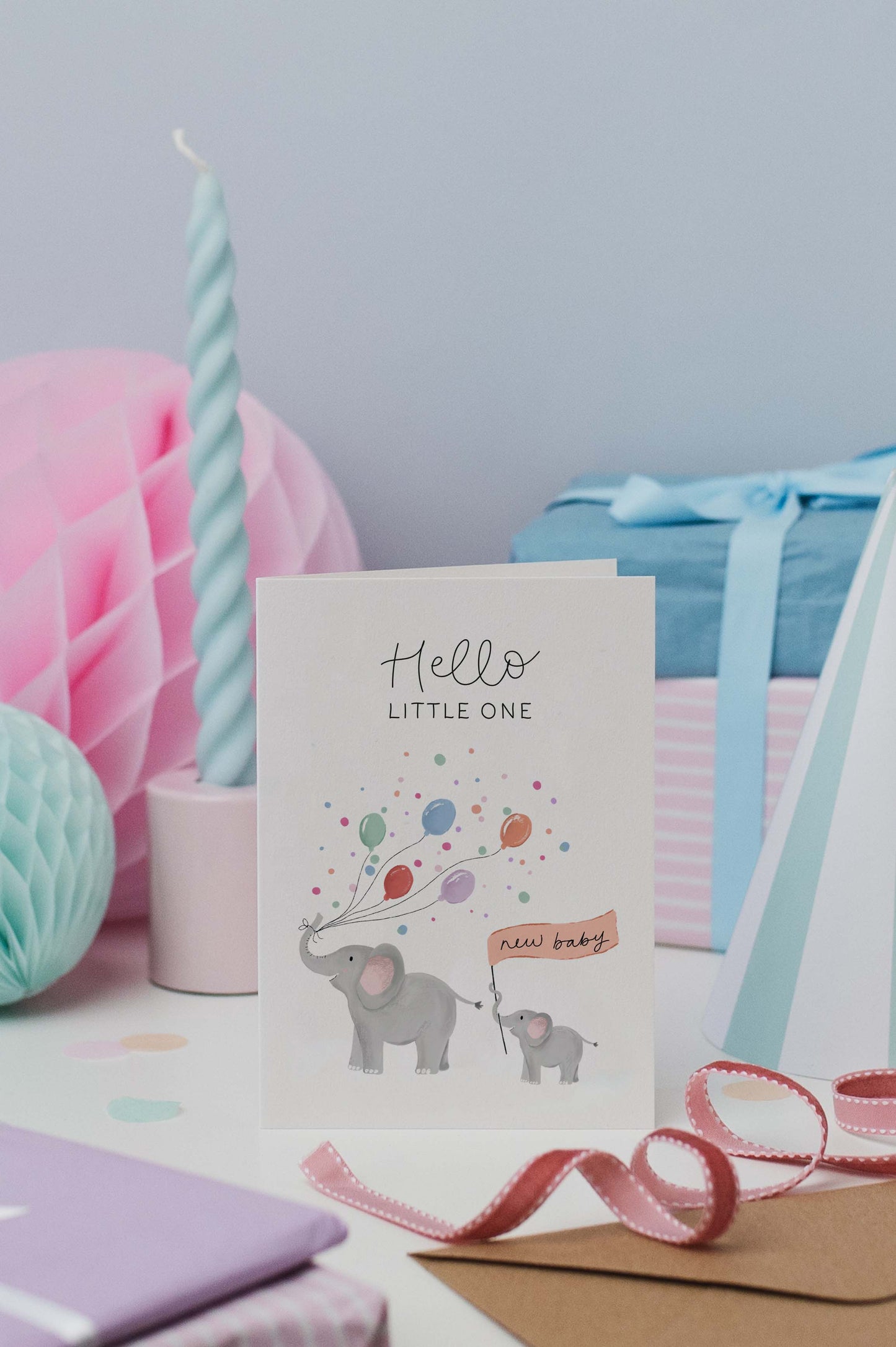 Hello Little One Elephants Card