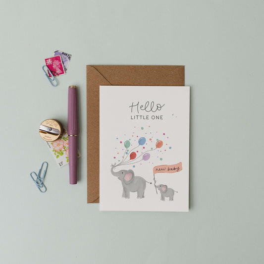 Hello Little One Elephants Card