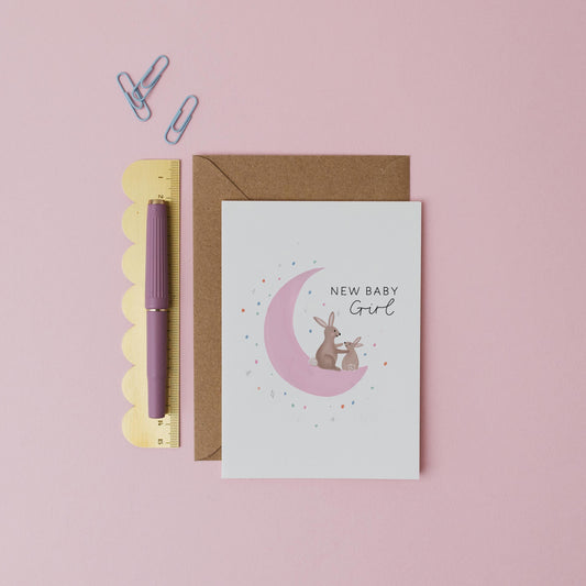 New Baby Girl Moon Card