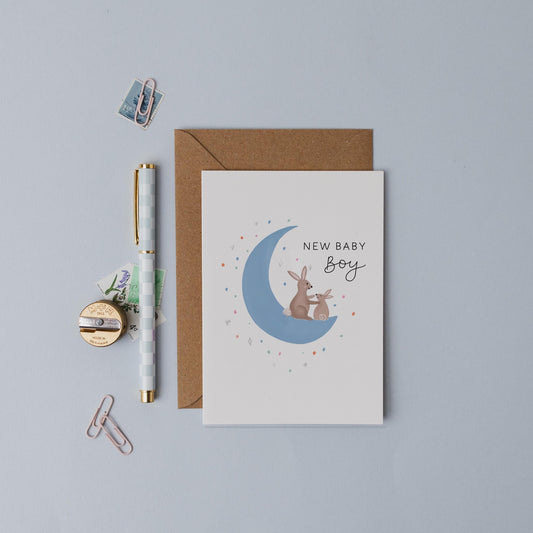 New Baby Boy Moon Card