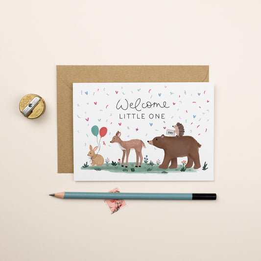 Welcome Little One Woodland Card