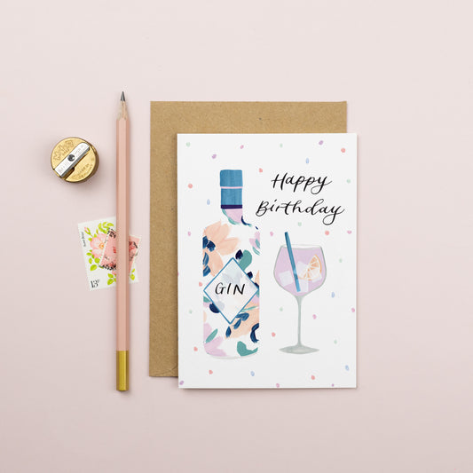 Gin Happy Birthday Card